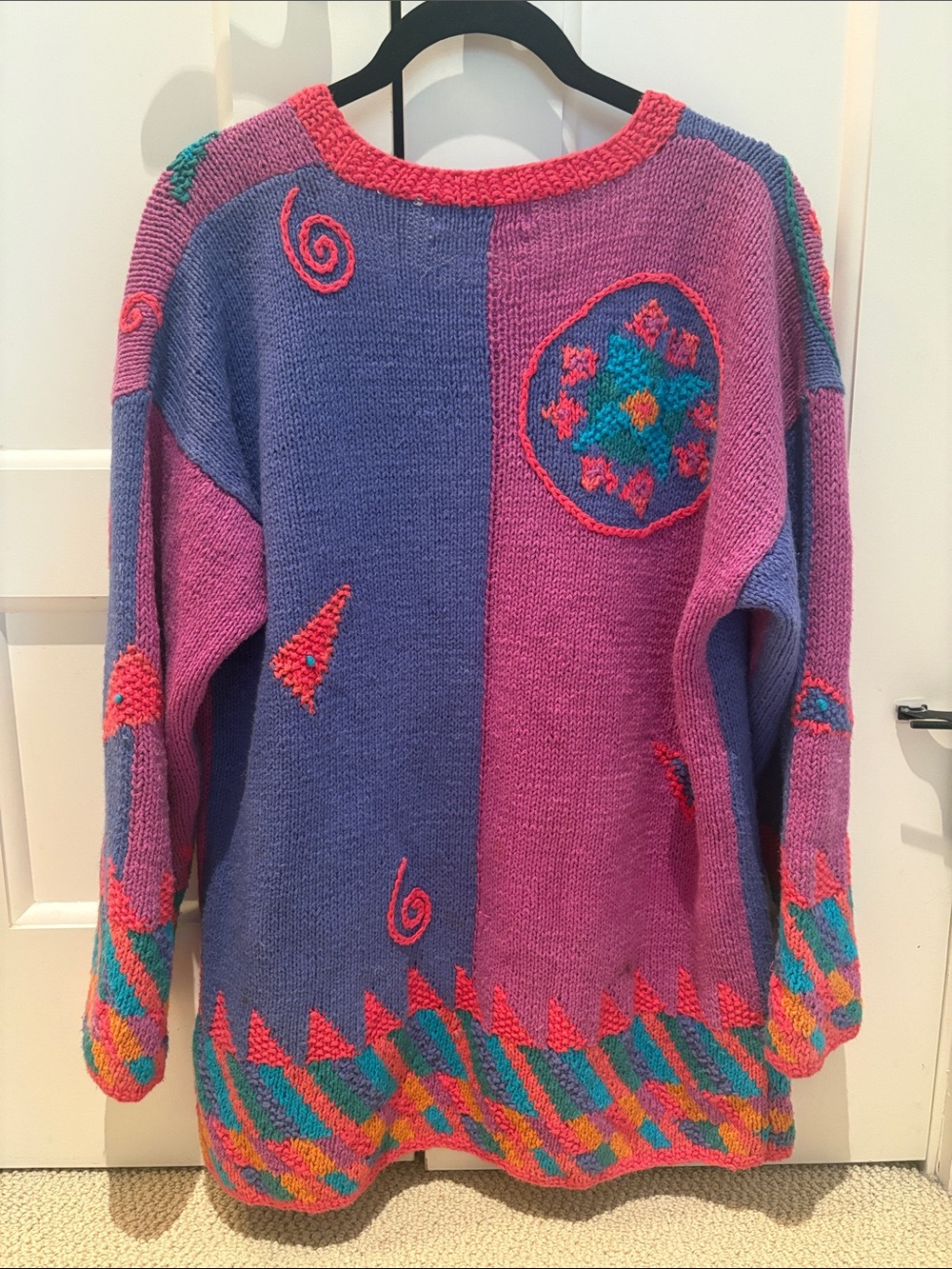 Segrets Vibrant Purple & Pink Patterned Women's Cardigan Sweater - Picture 2 of 2